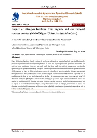 Impact of nitrogen fertilizer from organic and conventional sources on ...