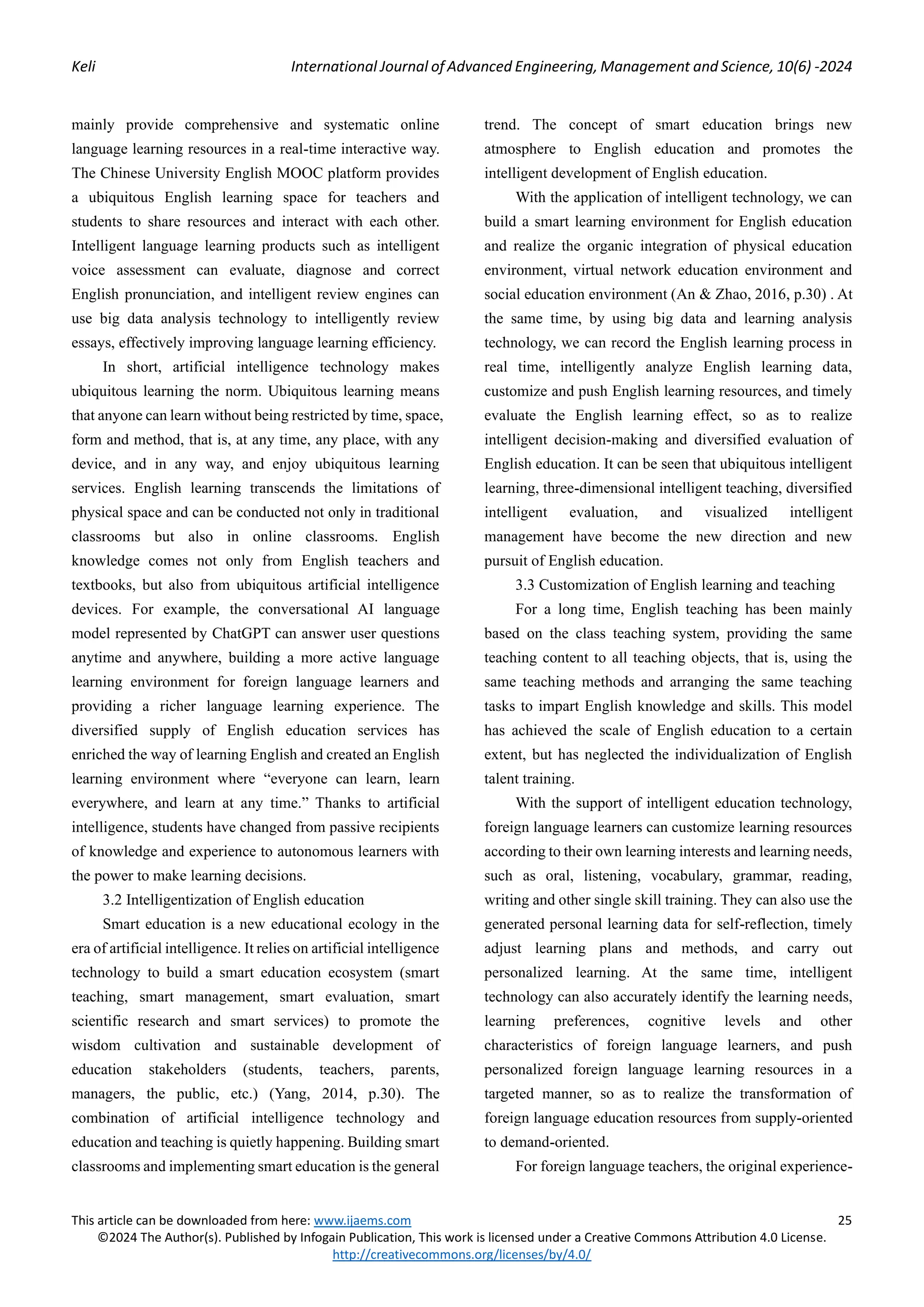 English Education in the Era of Artificial Intelligence in China ...