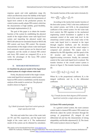 The Control Analysis of Single Capacity Water Tank Liquid Level System ...