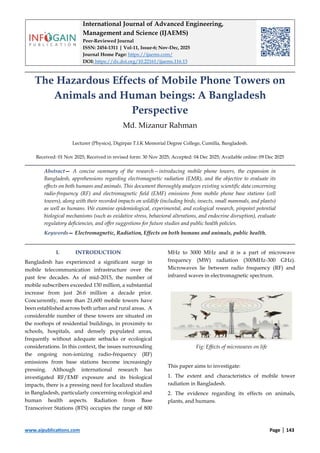 The Hazardous Effects of Mobile Phone Towers on Animals and Human ...