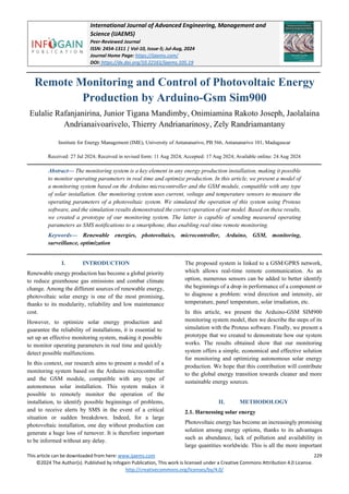 Joseph Arduino Remote Monitoring and Control of Photovoltaic Energy Production by ...