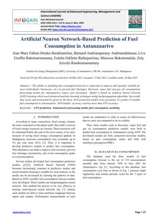 Artificial Neuron Network-Based Prediction of Fuel Consumption in ...