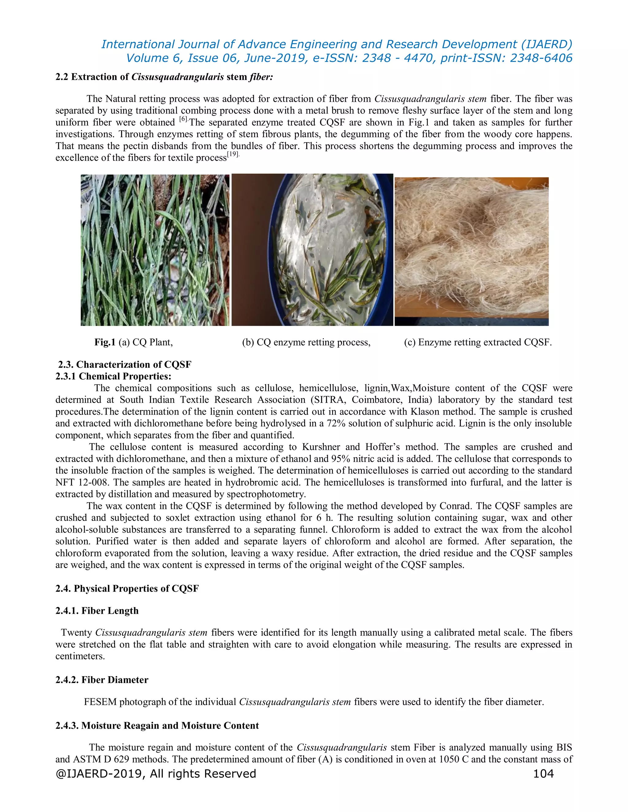 Eco Friendly Extraction and Physico-Chemical Characteristics of Cissus ...