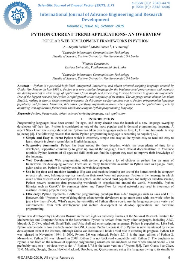 PYTHON CURRENT TREND APPLICATIONS- AN OVERVIEW | PDF