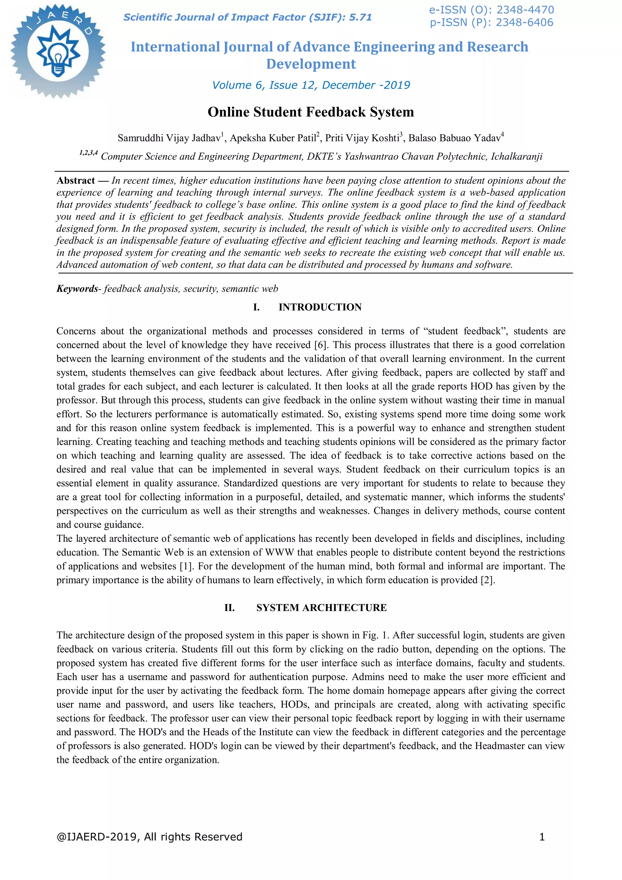 Online Student Feedback System | PDF