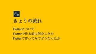 礦
FlutterˤĤ
Flutterǰ˺Τ򤷤
FlutteräƤߤƤɤä
 