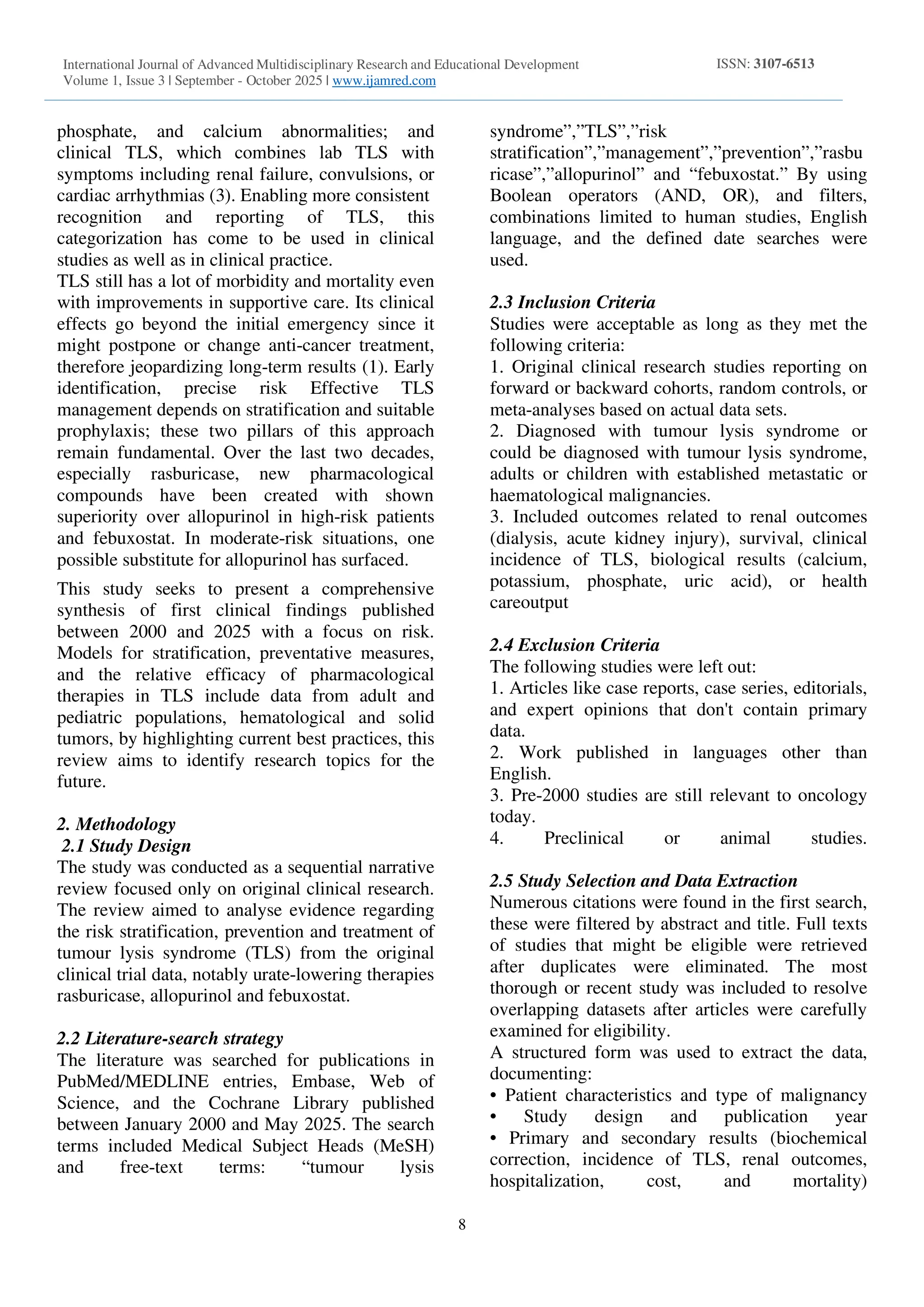 Tumor Lysis Syndrome: Narrative Review of Risk Stratification and ...