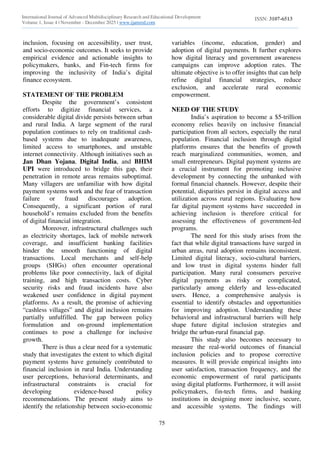 Financial Inclusion Through Digital Payment Systems A Study on Rural ...