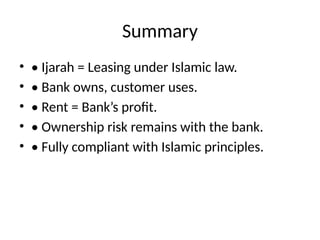 Islam Rent Ijarah_Presentation , ISLAMIC FINANCING LEASE | PPTX