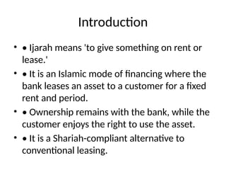 Islam Rent Ijarah_Presentation , ISLAMIC FINANCING LEASE | PPTX