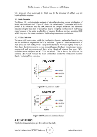 THE PERFORMANCE OF BIODIESEL MIXTURES IN A VCR ENGINE | PDF