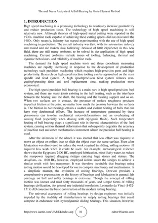 THERMAL STRESS ANALYSIS OF A BALL BEARING BY FINITE ELEMENT METHOD | PDF