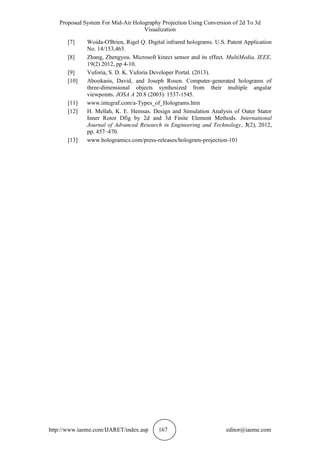 PROPOSED SYSTEM FOR MID-AIR HOLOGRAPHY PROJECTION USING CONVERSION OF ...