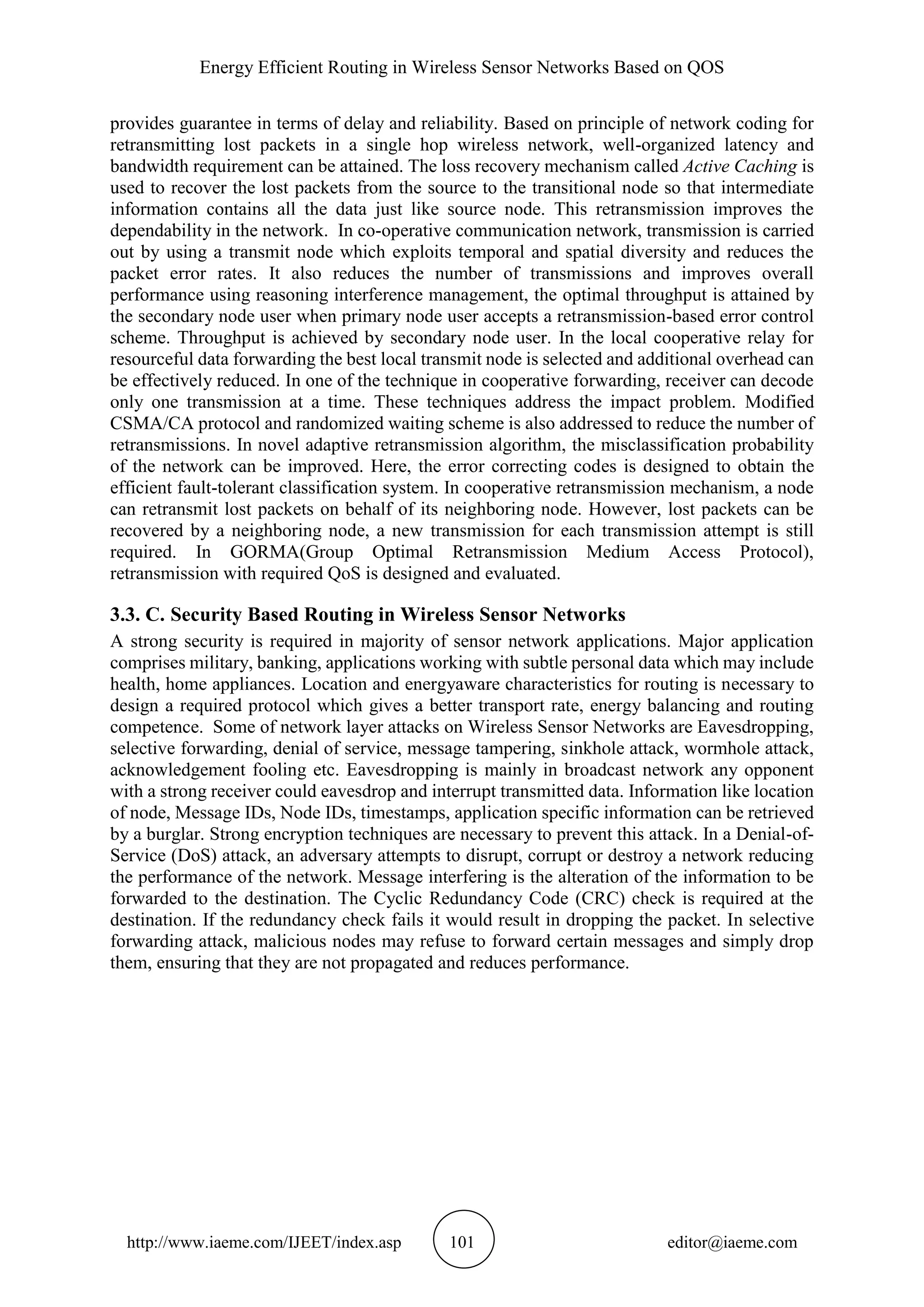 ENERGY EFFICIENT ROUTING IN WIRELESS SENSOR NETWORKS BASED ON QOS | PDF
