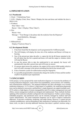 ALERTING SYSTEM FOR MEDICINE DISPENSING | PDF