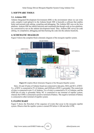 SOLAR ENERGY DRIVEN MOSQUITO REPELLER SYSTEM USING ARDUINO UNO | PDF image.