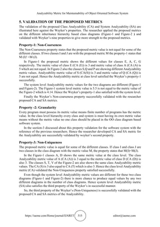 ANALYZABILITY METRIC FOR MAINTAINABILITY OF OBJECT ORIENTED SOFTWARE ...