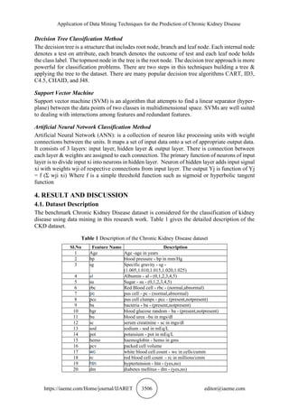 APPLICATION OF DATA MINING TECHNIQUES FOR THE PREDICTION OF CHRONIC ...