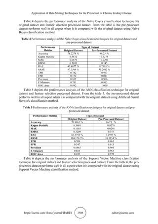 APPLICATION OF DATA MINING TECHNIQUES FOR THE PREDICTION OF CHRONIC ...