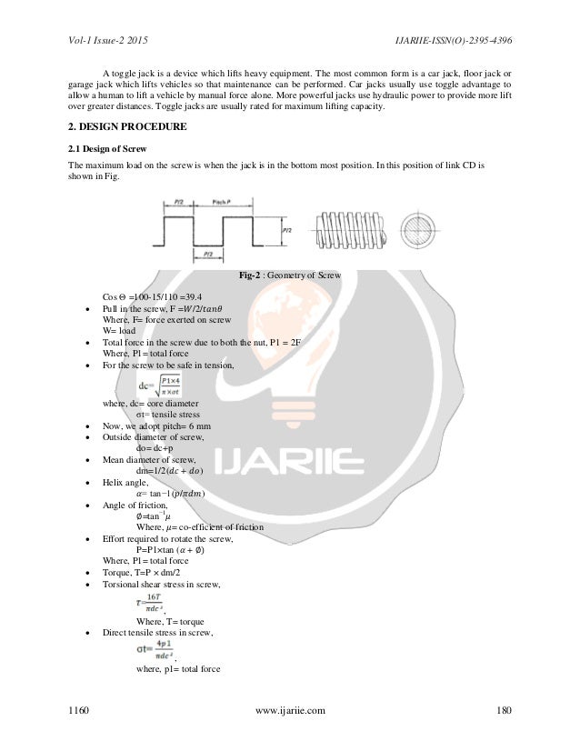 Design and Standardization of Toggle Jack
