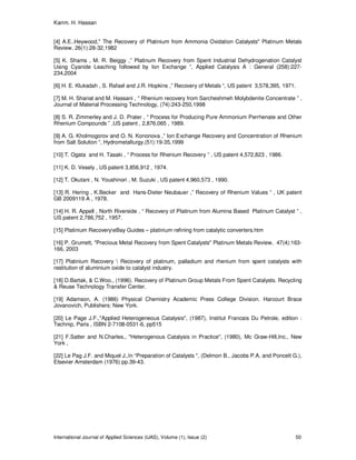 Recovery of Platinum and Rejuvenation of Alumina From Spent Reforming ...