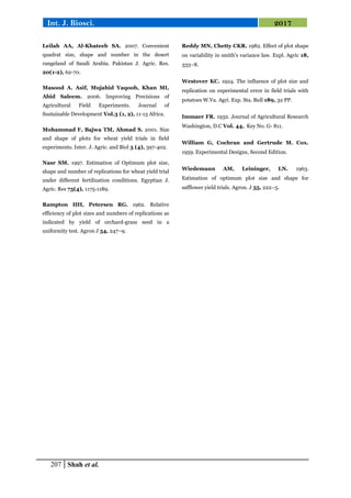 Determination of optimum plot size, shape and no. of replications in ...