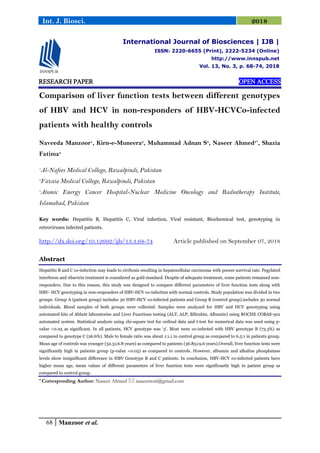 Manzoor Rwp Comparison of liver function tests between different genotypes of HBV ...