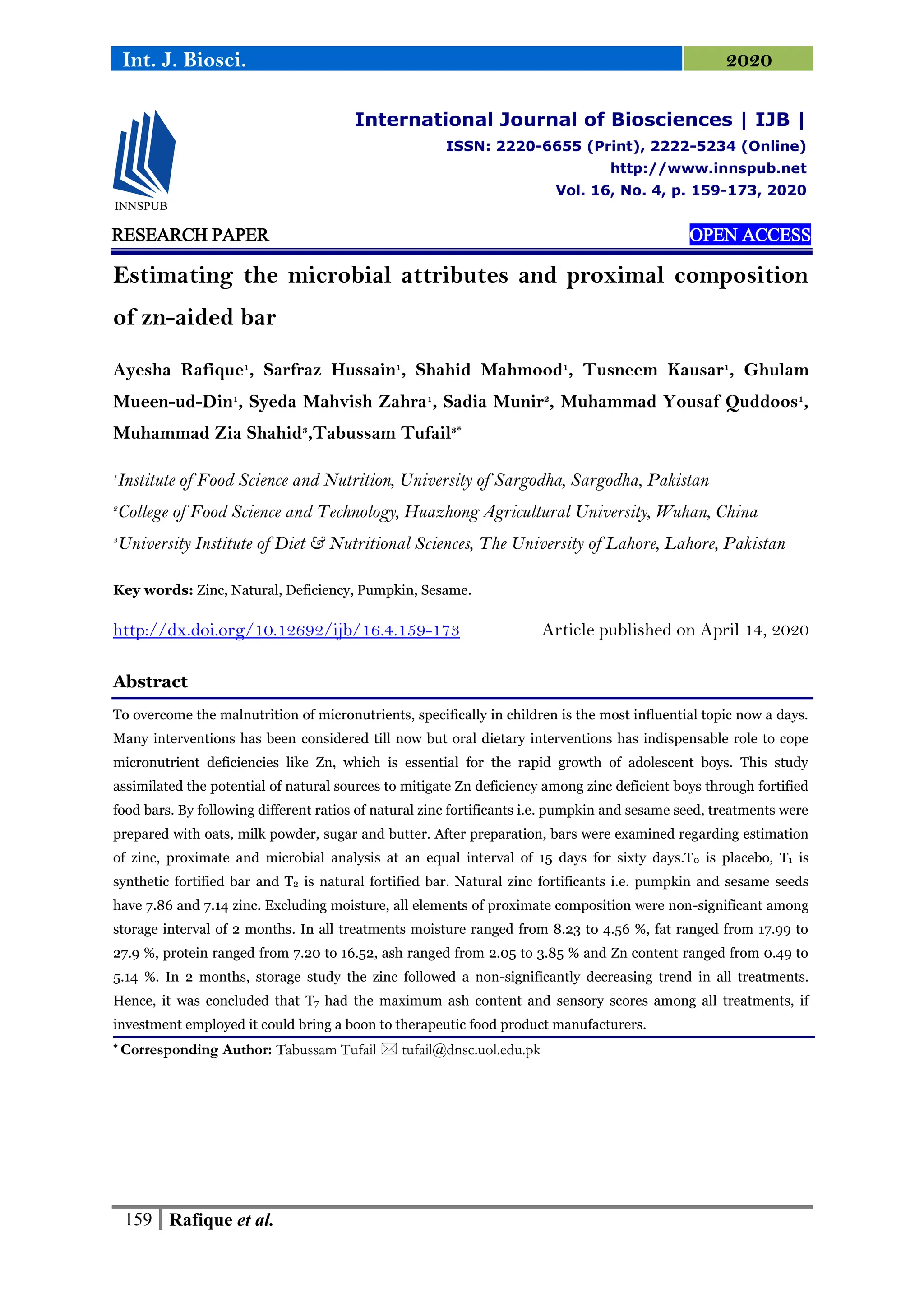 Estimating the microbial attributes and proximal composition of zn ...