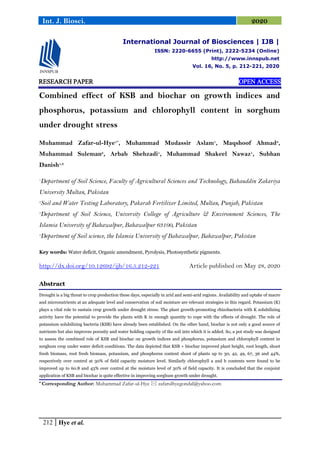 Combined effect of KSB and biochar on growth indices and phosphorus ...