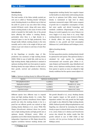 Effect of stocking density on fish growth and feed conversion ratio: A ...