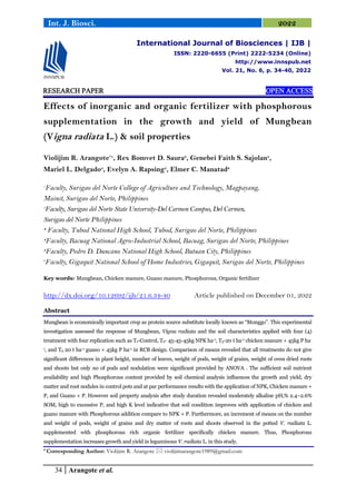 Effects of inorganic and organic fertilizer with phosphorous ...