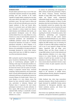 Basal Stem Rot of Oil Palm in Africa: Epidemiology, Pathogen Diversity ...