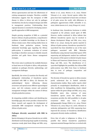 Basal Stem Rot of Oil Palm in Africa: Epidemiology, Pathogen Diversity ...