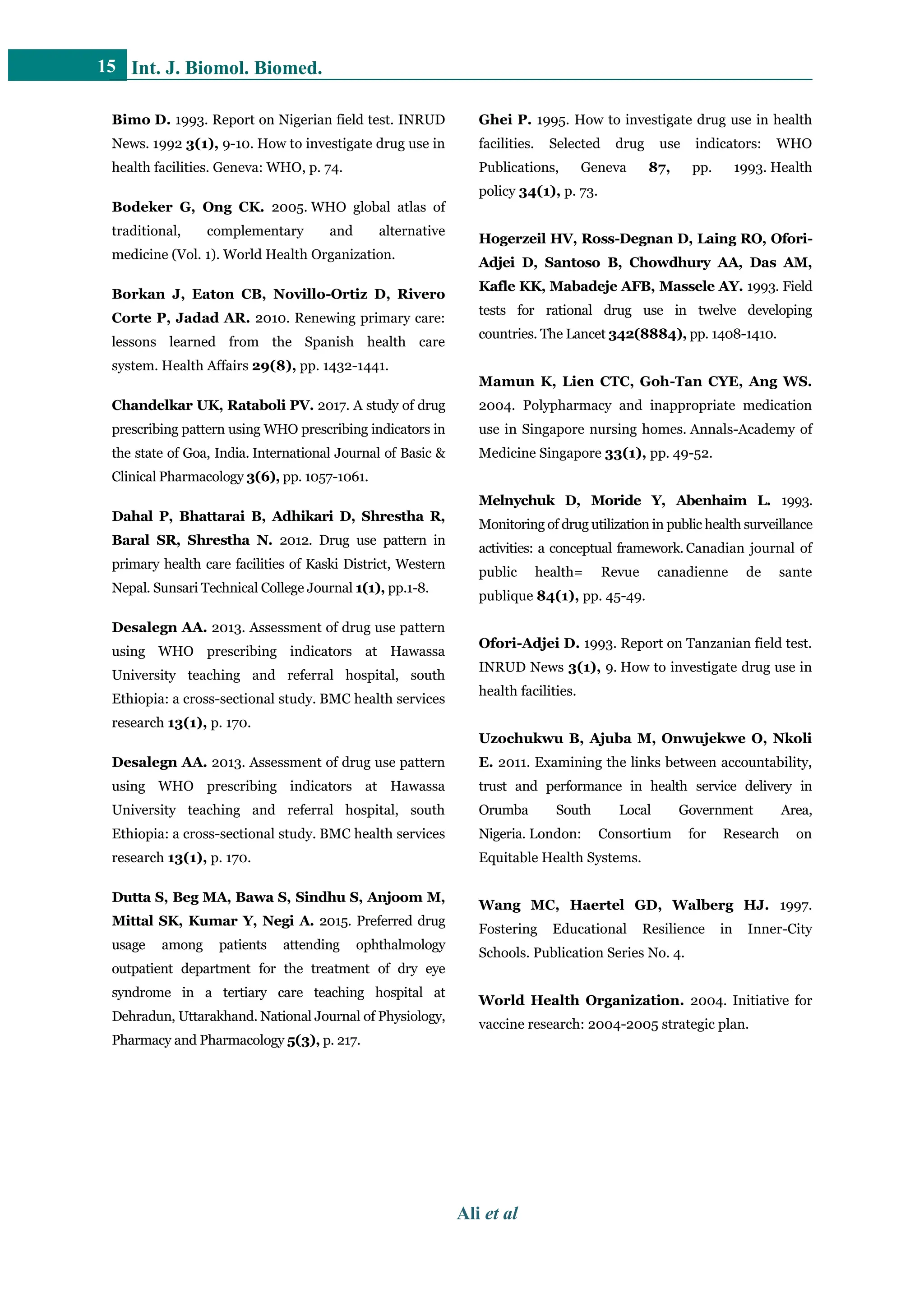 Drug use pattern in health care centers of District Bhakkar, Pakistan | PDF