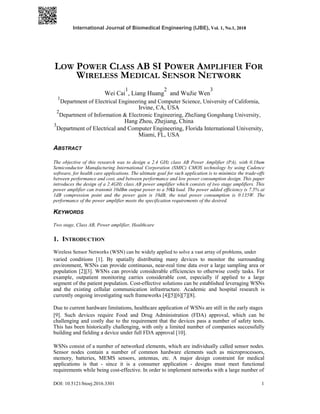 LOW POWER CLASS AB SI POWER AMPLIFIER FORWIRELESS MEDICAL SENSOR ...