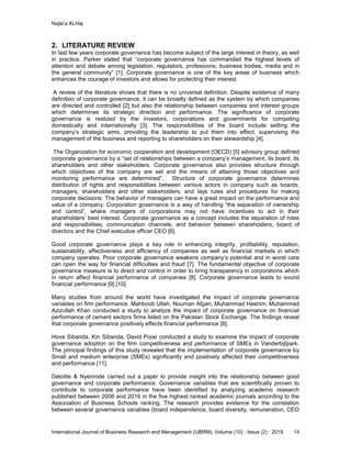 The Impact of Corporate Governance on Improving Overall Performance of ...