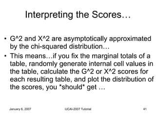 Interpreting the Scores… <ul><li>G^2 and X^2 are asymptotically approximated by the chi-squared distribution… </li></ul><u...