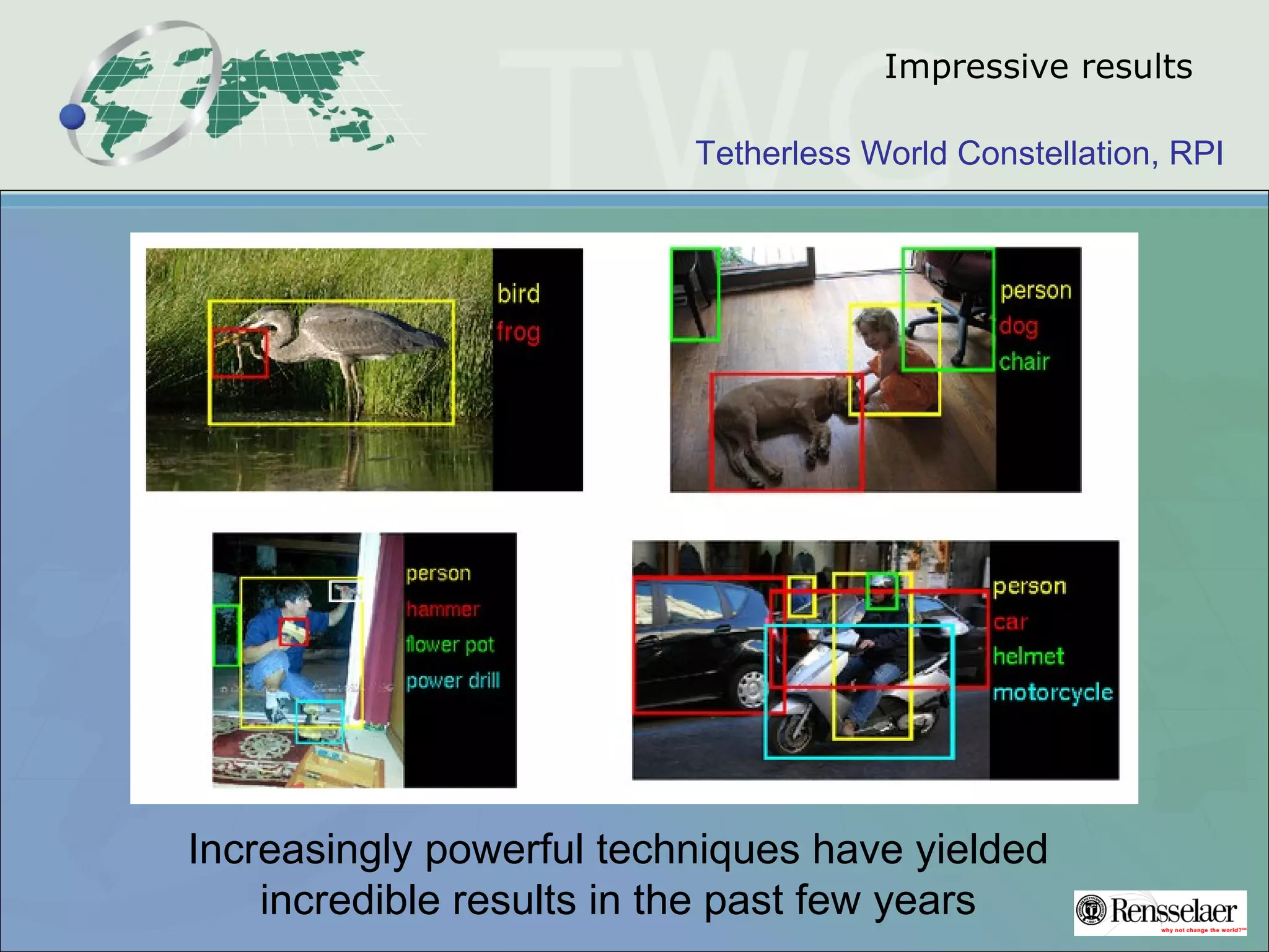 Tetherless World Constellation, RPI
Impressive results
Increasingly powerful techniques have yielded
incredible results in the past few years
 