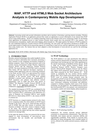 WAP, HTTP and HTML5 Web Socket Architecture Analysis in Contemporary ...
