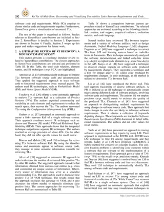 Requirements Traceability: Recovering and Visualizing Traceability ...