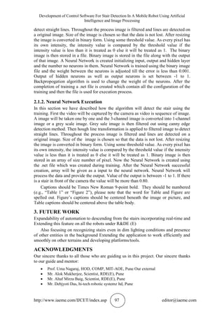 DEVELOPMENT OF CONTROL SOFTWARE FOR STAIR DETECTION IN A MOBILE ROBOT ... image.