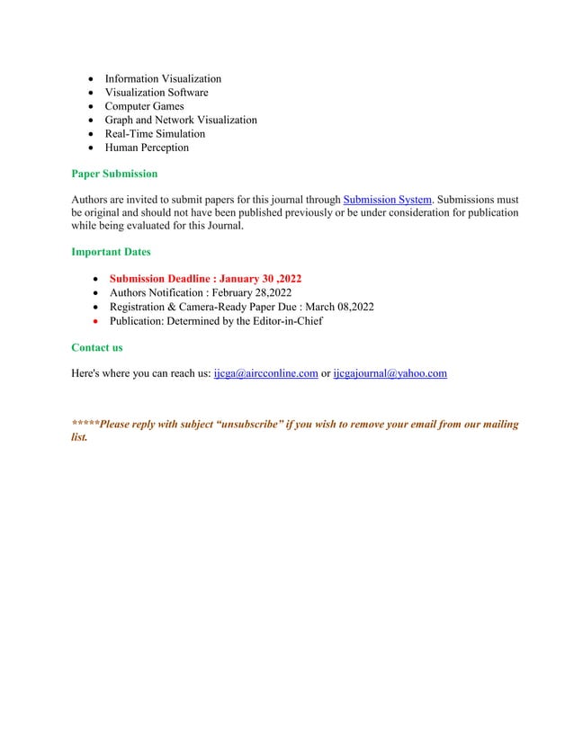International journal of computer graphics and animation ijcga pdf
