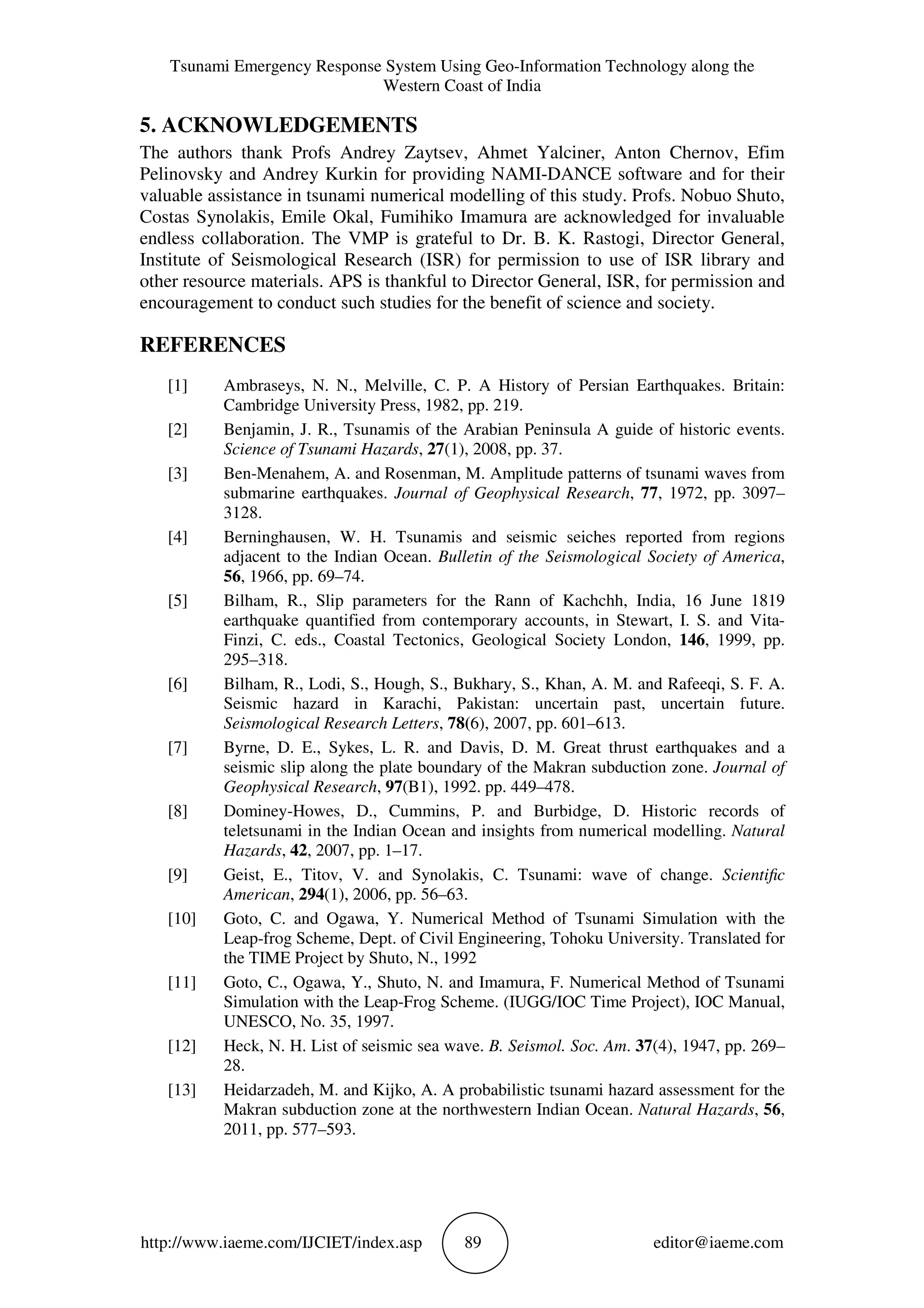 TSUNAMI EMERGENCY RESPONSE SYSTEM USING GEO-INFORMATION TECHNOLOGY ...