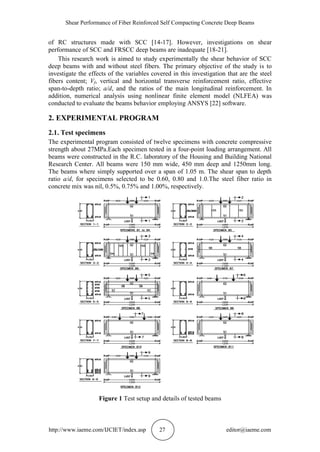 SHEAR PERFORMANCE OF FIBER REINFORCED SELF COMPACTING CONCRETE DEEP ...