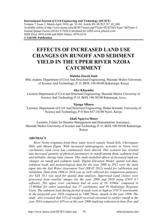 EFFECTS OF INCREASED LAND USE CHANGES ON RUNOFF AND SEDIMENT YIELD IN ...