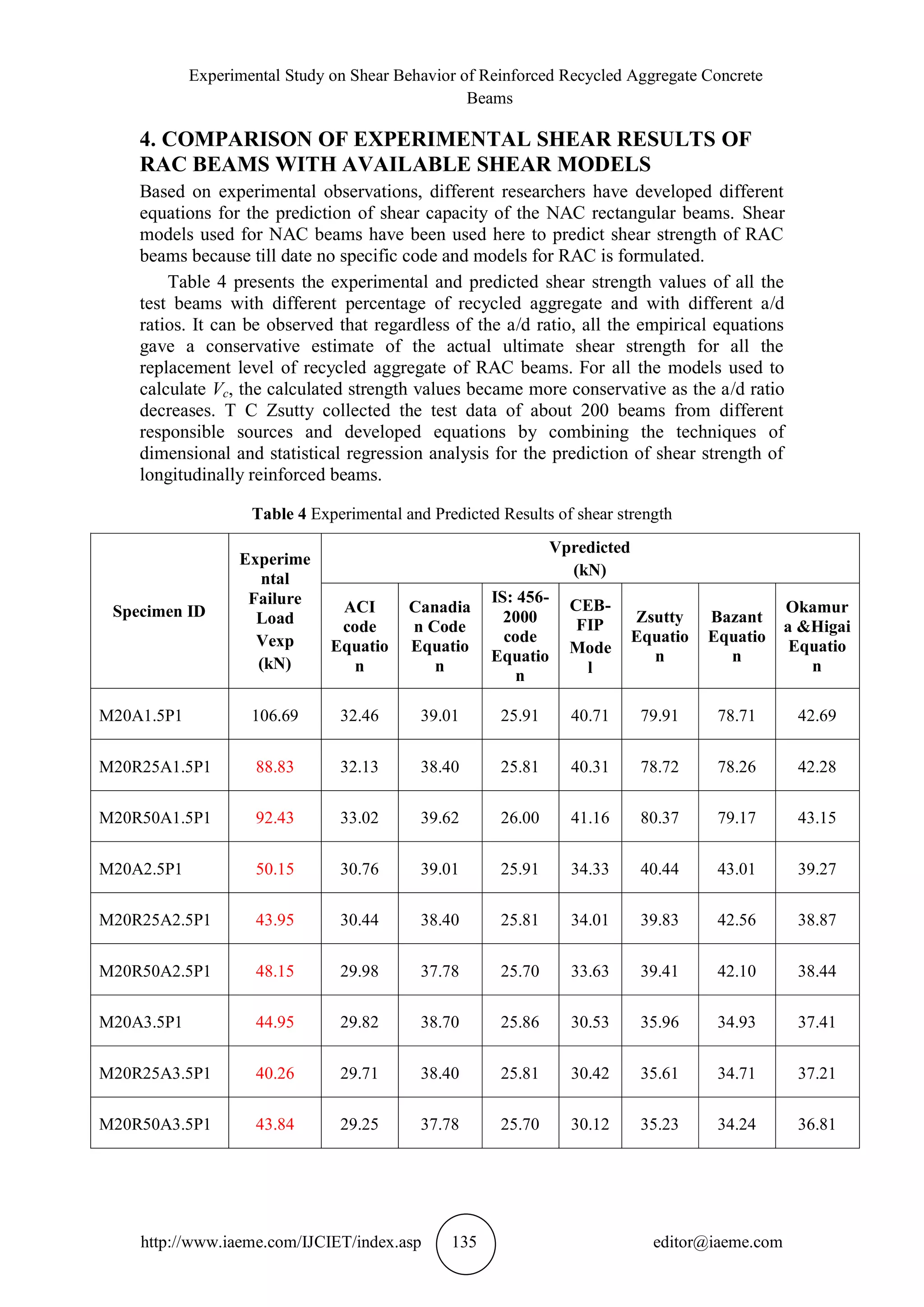 EXPERIMENTAL STUDY ON SHEAR BEHAVIOR OF REINFORCED RECYCLED AGGREGATE ...
