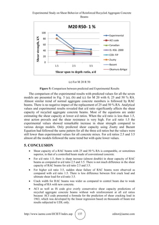 EXPERIMENTAL STUDY ON SHEAR BEHAVIOR OF REINFORCED RECYCLED AGGREGATE ...