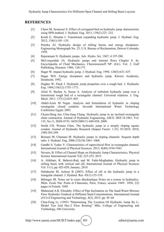 HYDRAULIC JUMP CHARACTERISTICS FOR DIFFERENT OPEN CHANNEL AND STILLING ...
