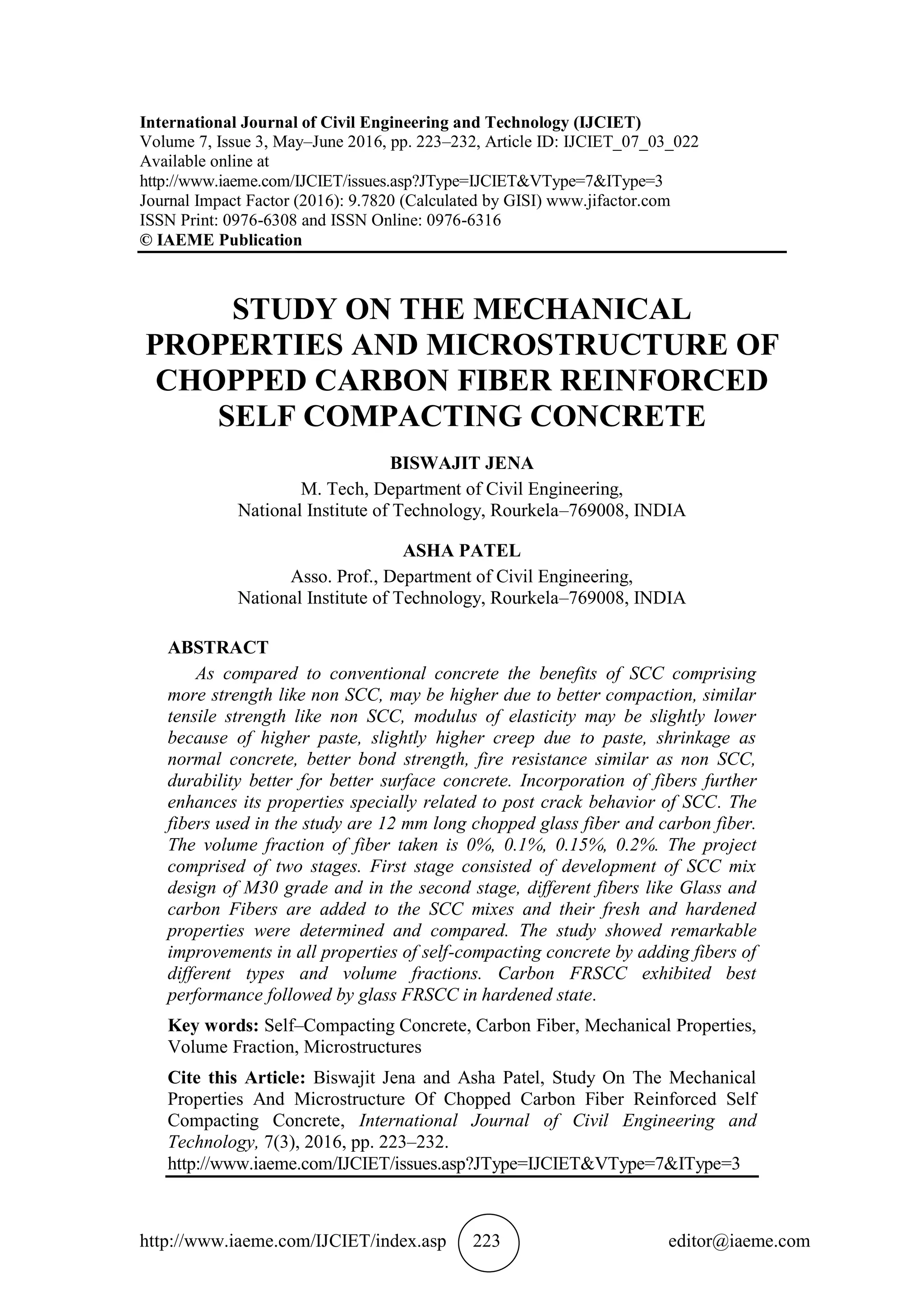 STUDY ON THE MECHANICAL PROPERTIES AND MICROSTRUCTURE OF CHOPPED CARBON ...
