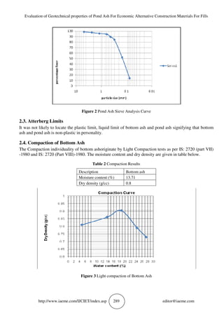 EVALUATION OF GEOTECHNICAL PROPERTIES OF POND ASH FOR ECONOMIC ...